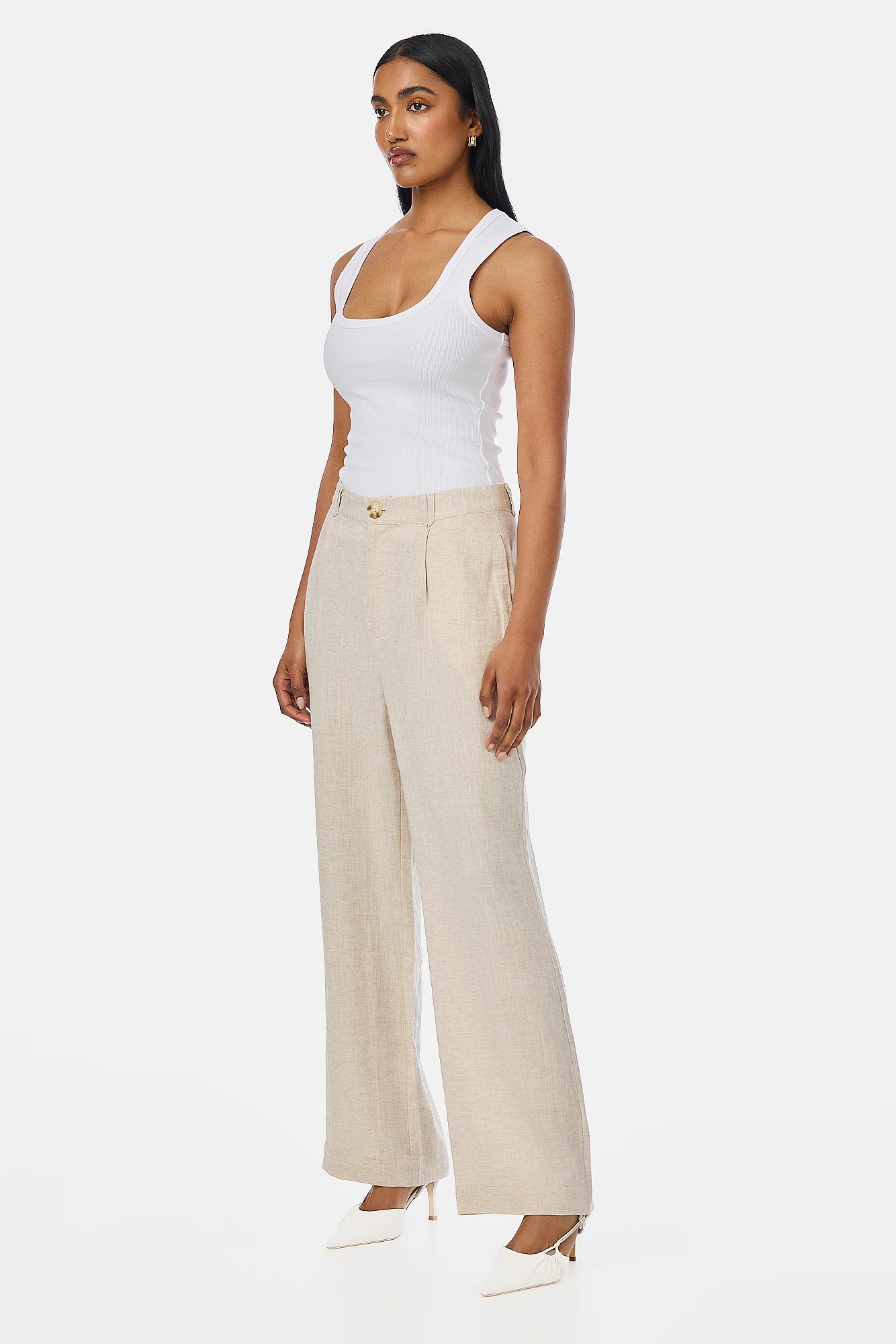 Scoop Neck Ribbed Tank - White - Image 4