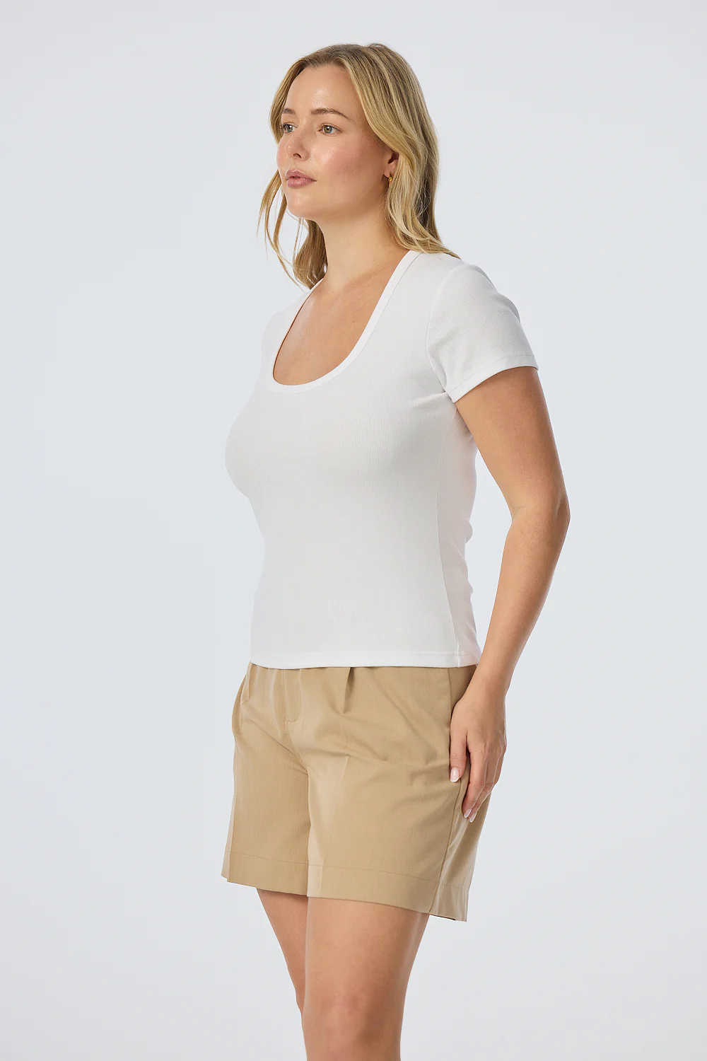 Scoop Neck Short Sleeve Top - White - Image 5