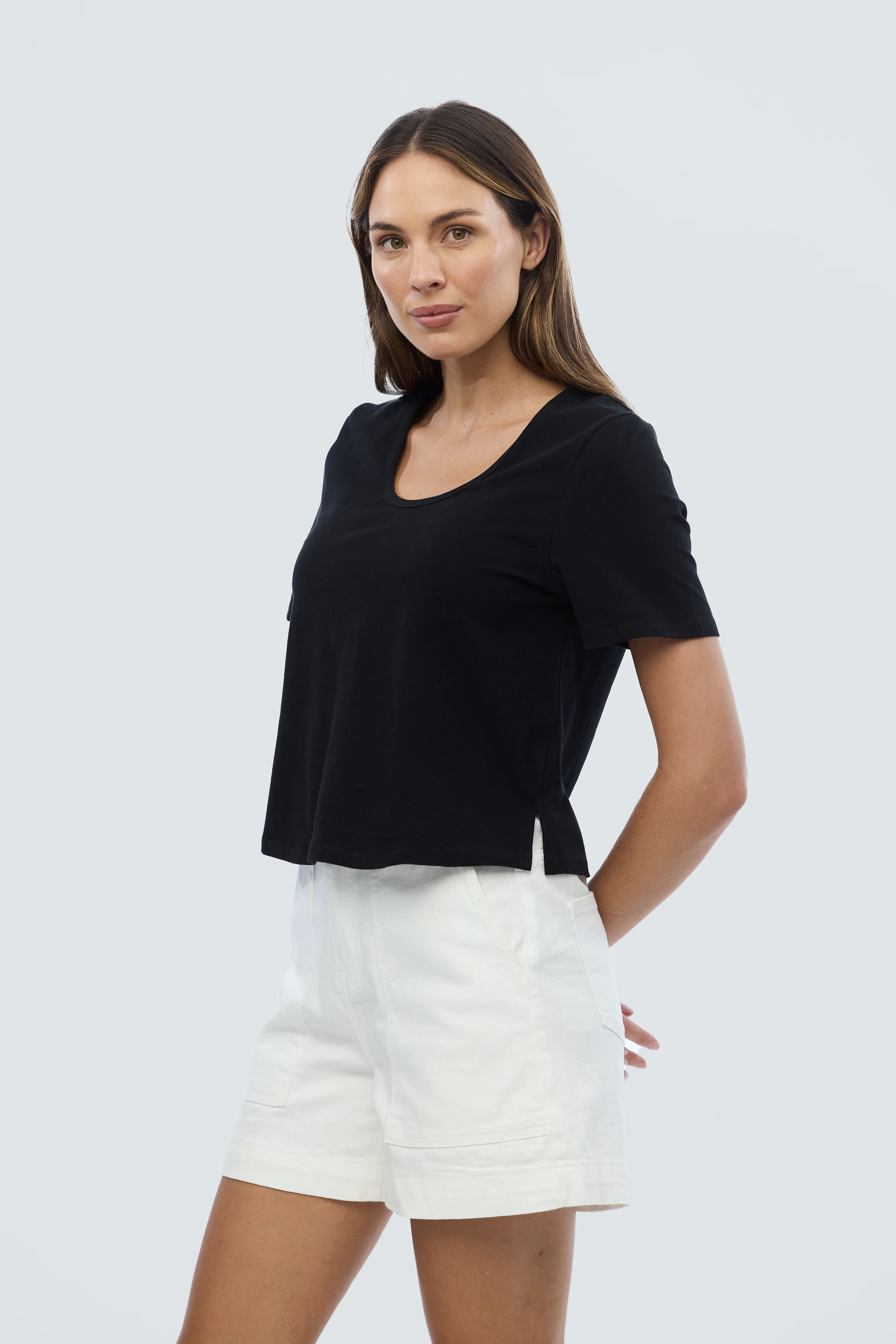 Scoop Neck T-Shirt - Black - Image 4