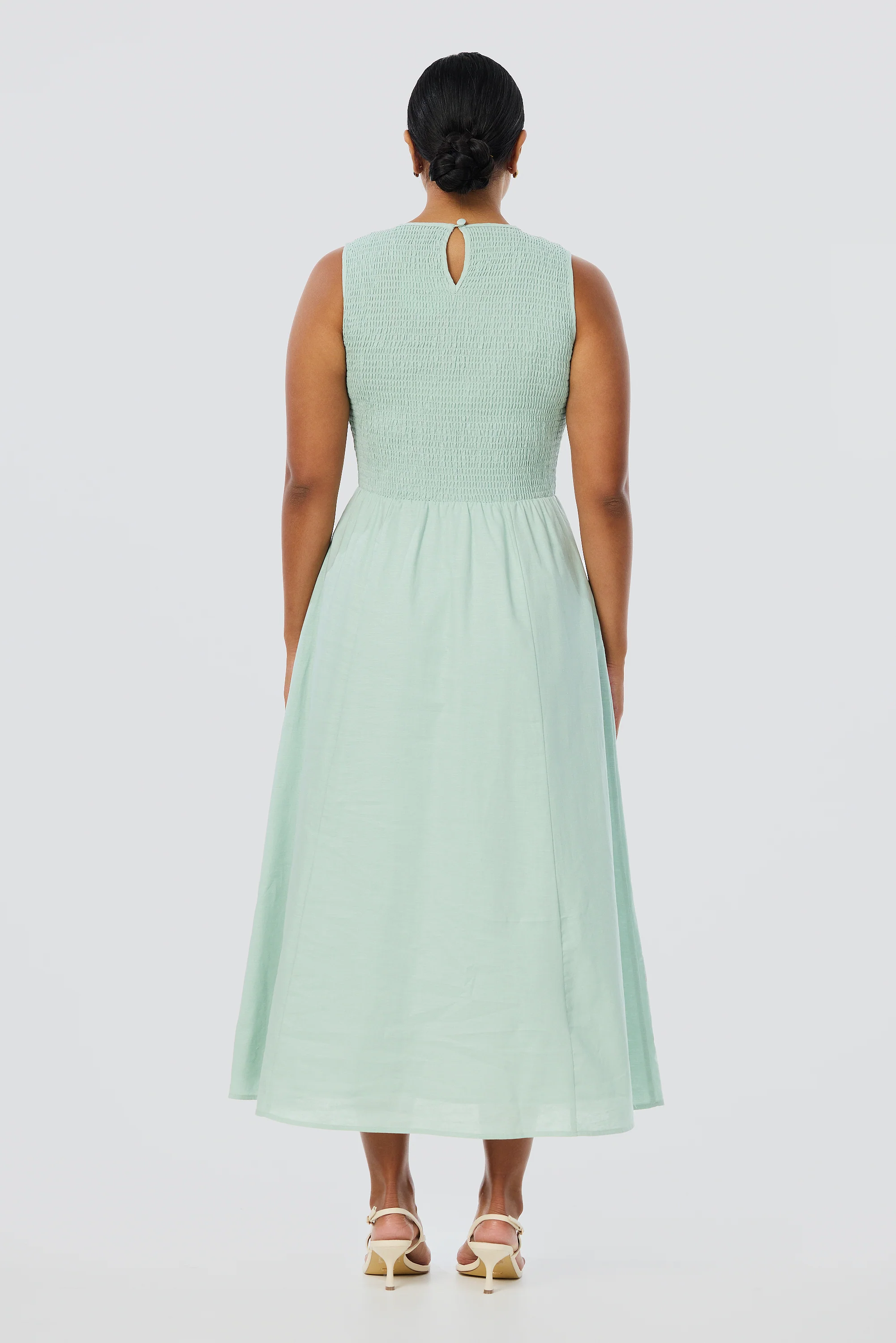 Shirred Midi Dress - Seafoam - Image 6