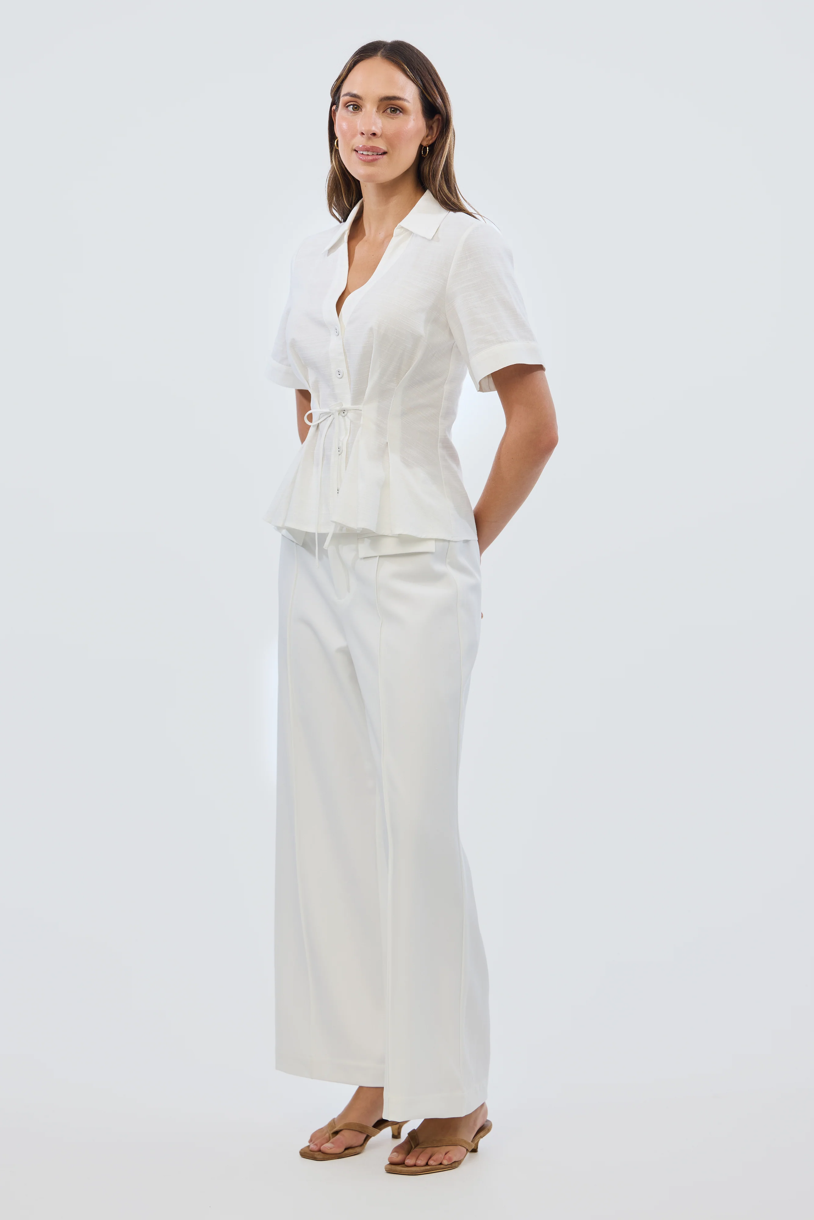 Short Sleeve Pintuck Shirt - White - Image 11