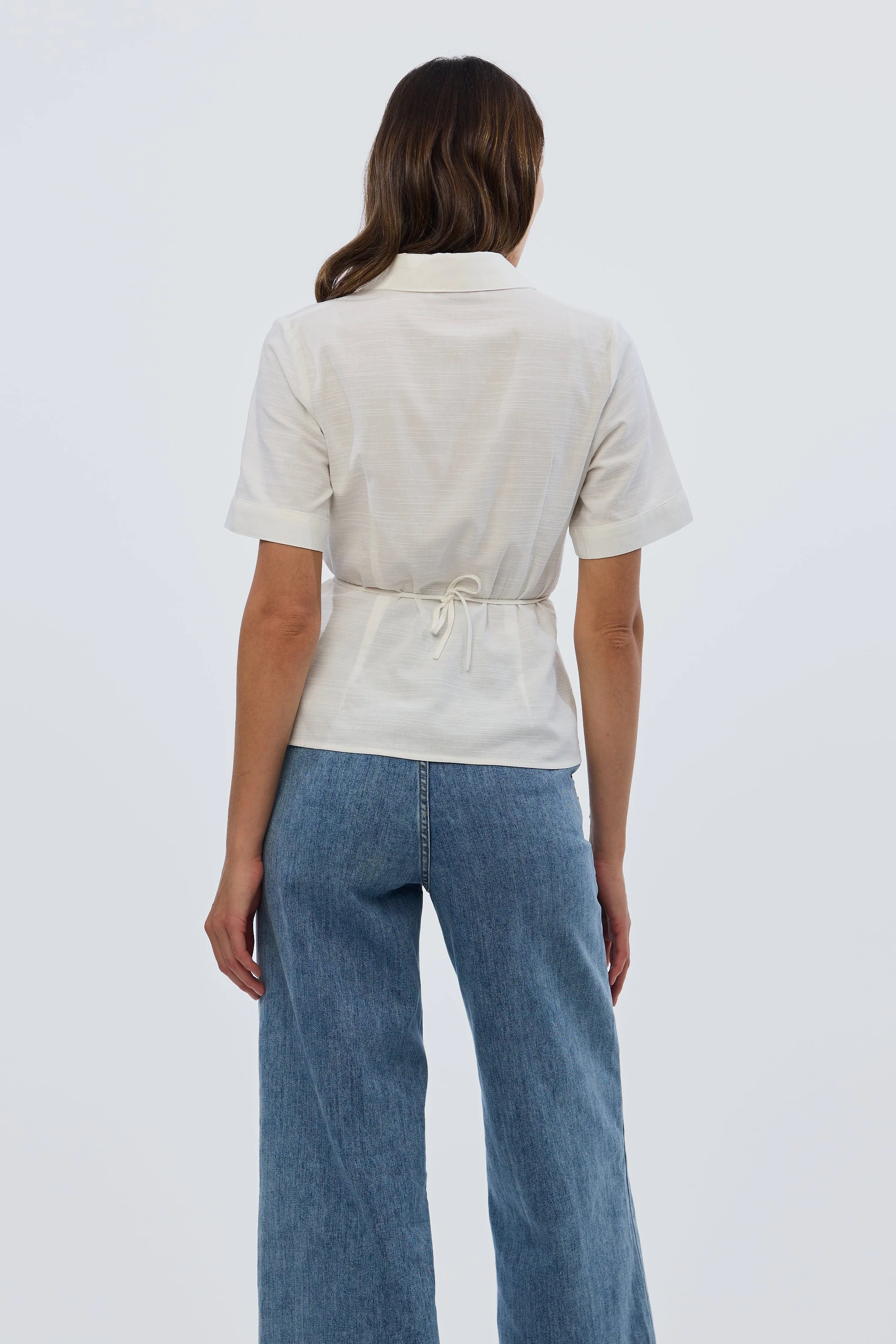Short Sleeve Pintuck Shirt - White - Image 4