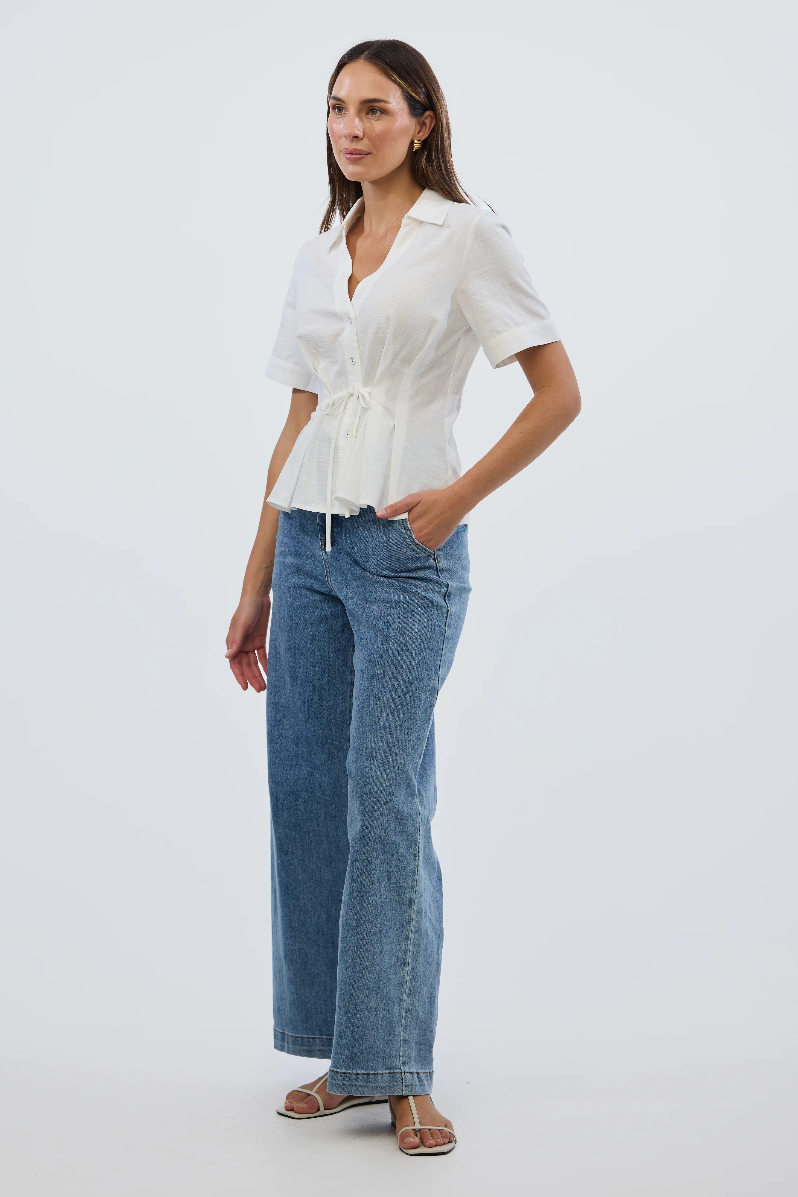 Short Sleeve Pintuck Shirt - White - Image 6