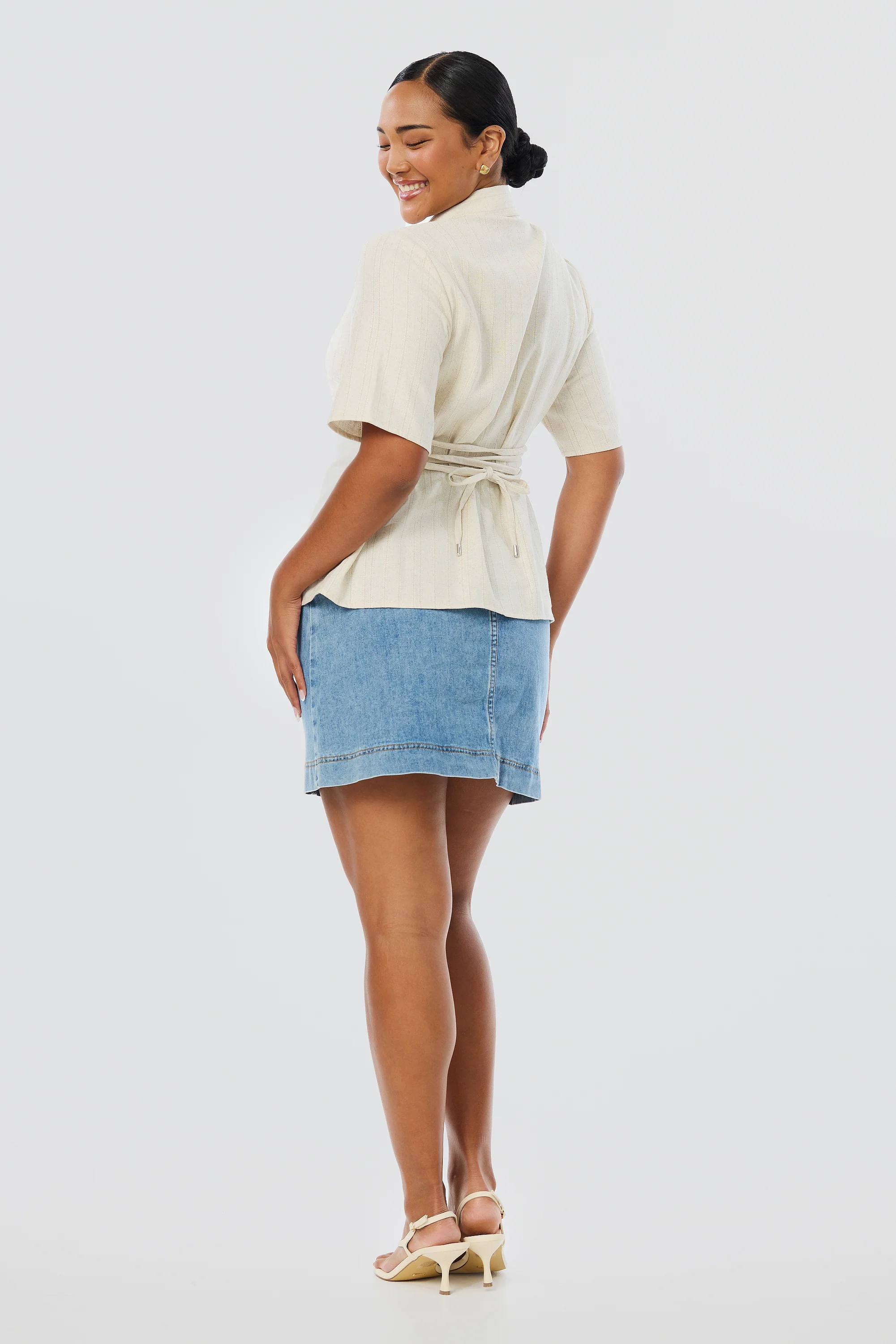 Short Sleeve Shirt - Oatmeal Stripe - Image 9