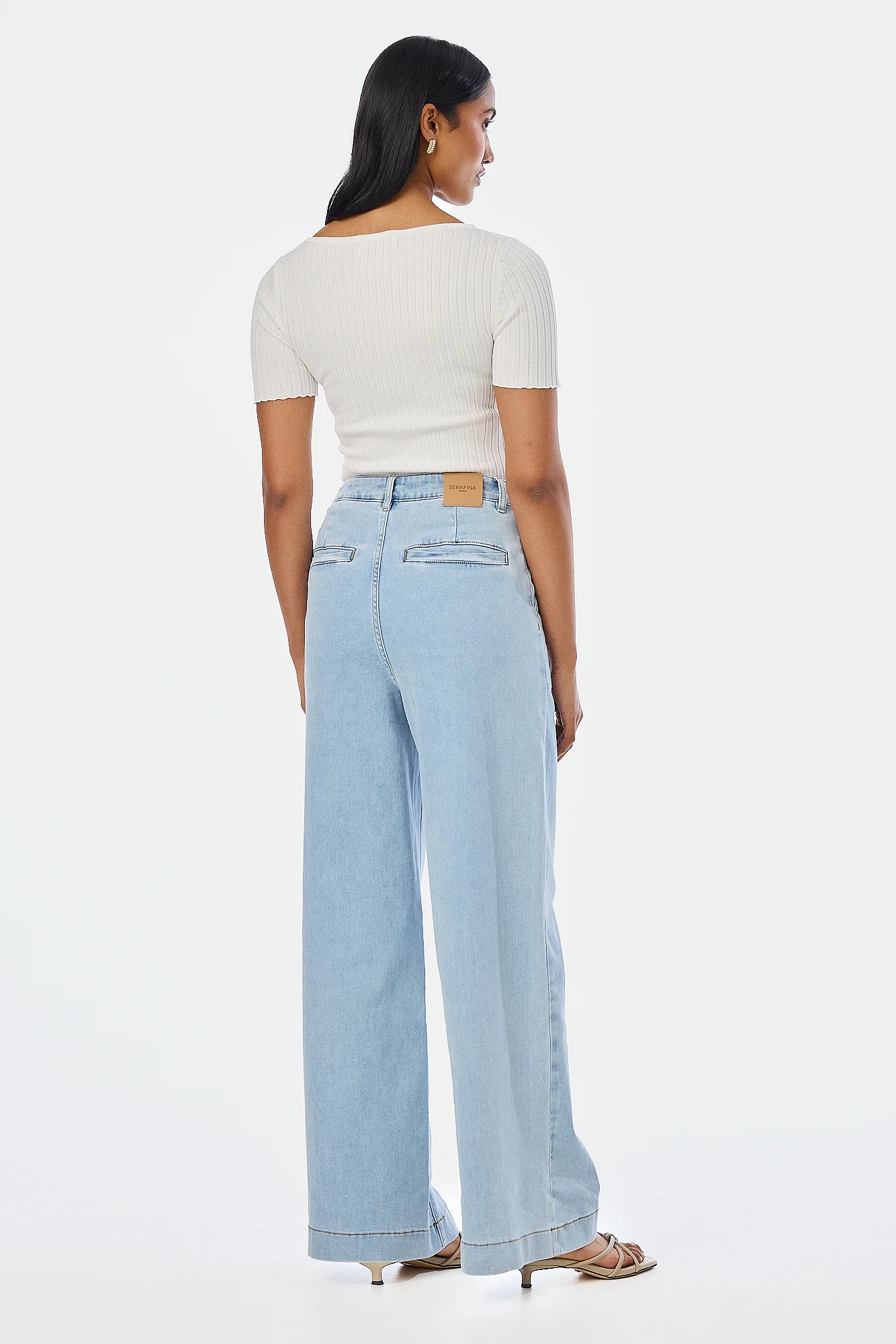 Signature Wide Leg Jeans - Light Blue Wash - Image 5