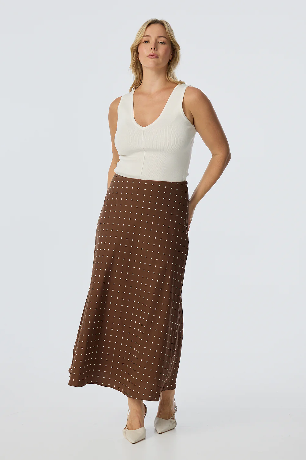 Slip Midi Skirt - Walnut/White Spot - Image 5
