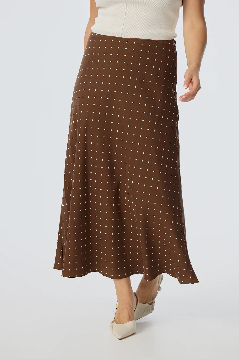 Slip Midi Skirt - Walnut/White Spot - Image 6