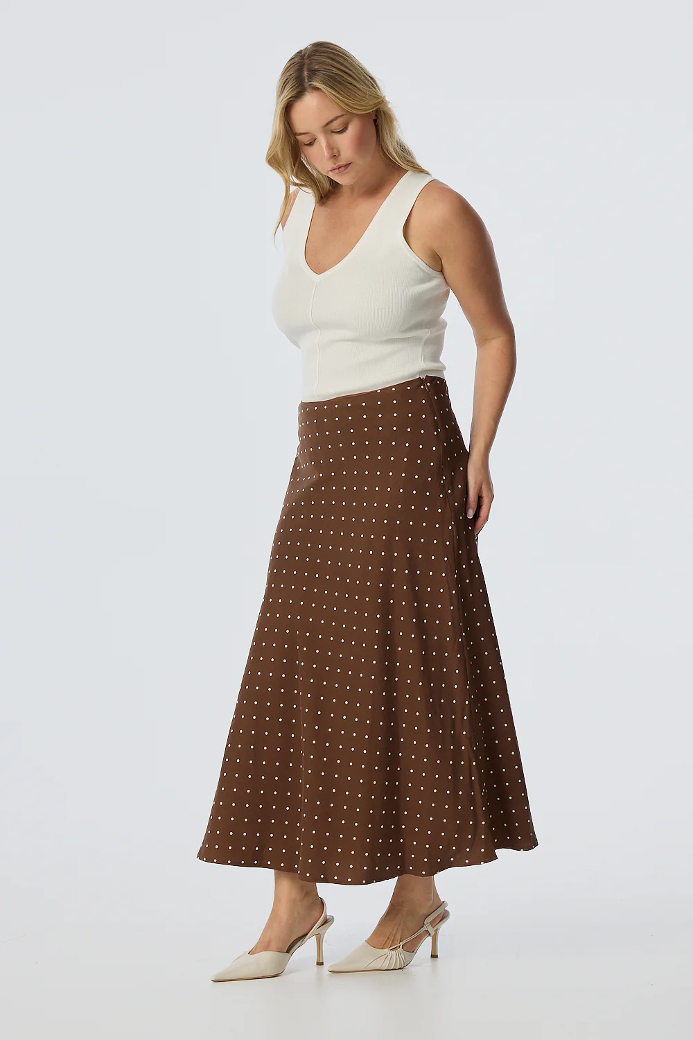 Slip Midi Skirt - Walnut/White Spot - Image 7