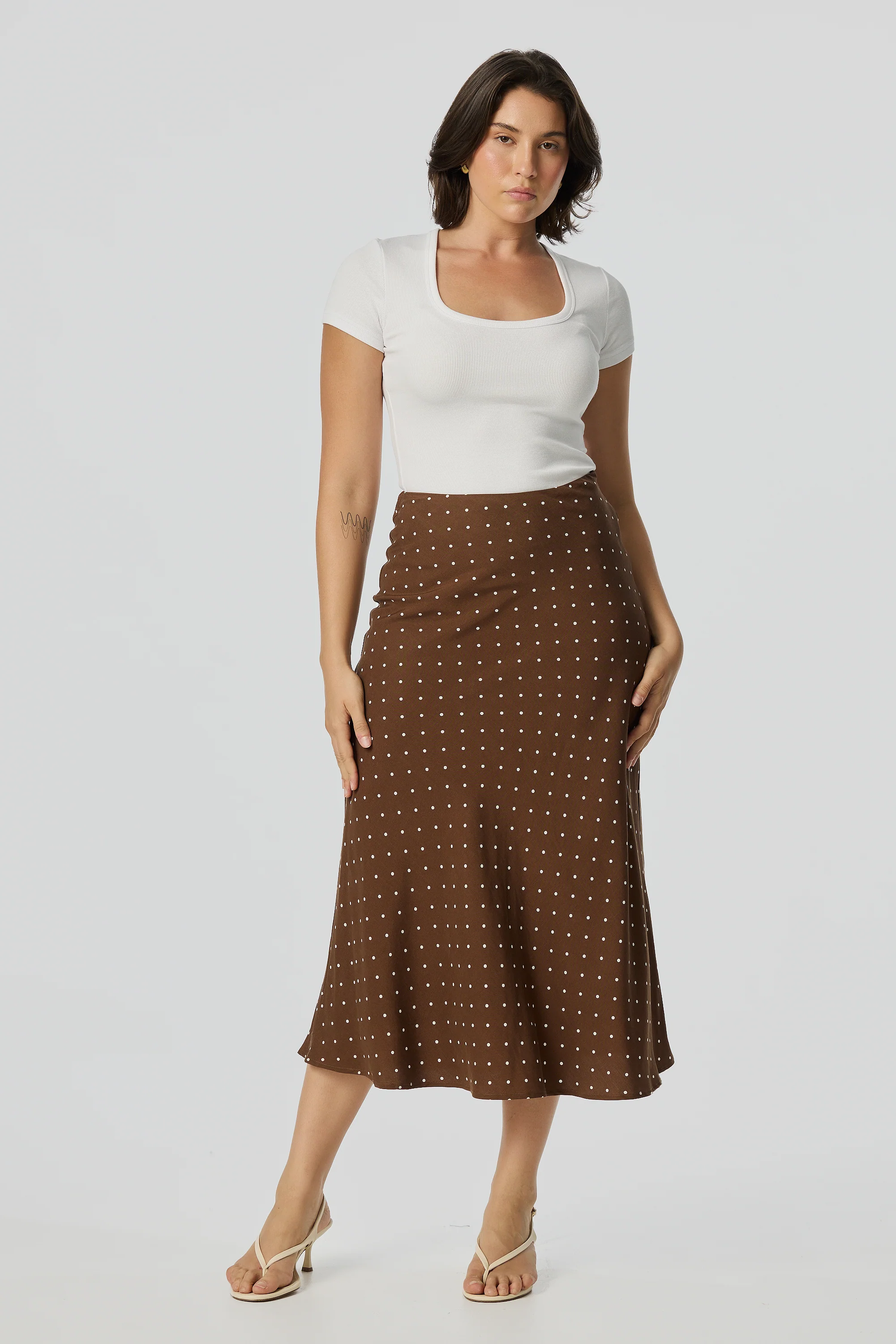 Slip Midi Skirt - Walnut/White Spot - Image 9