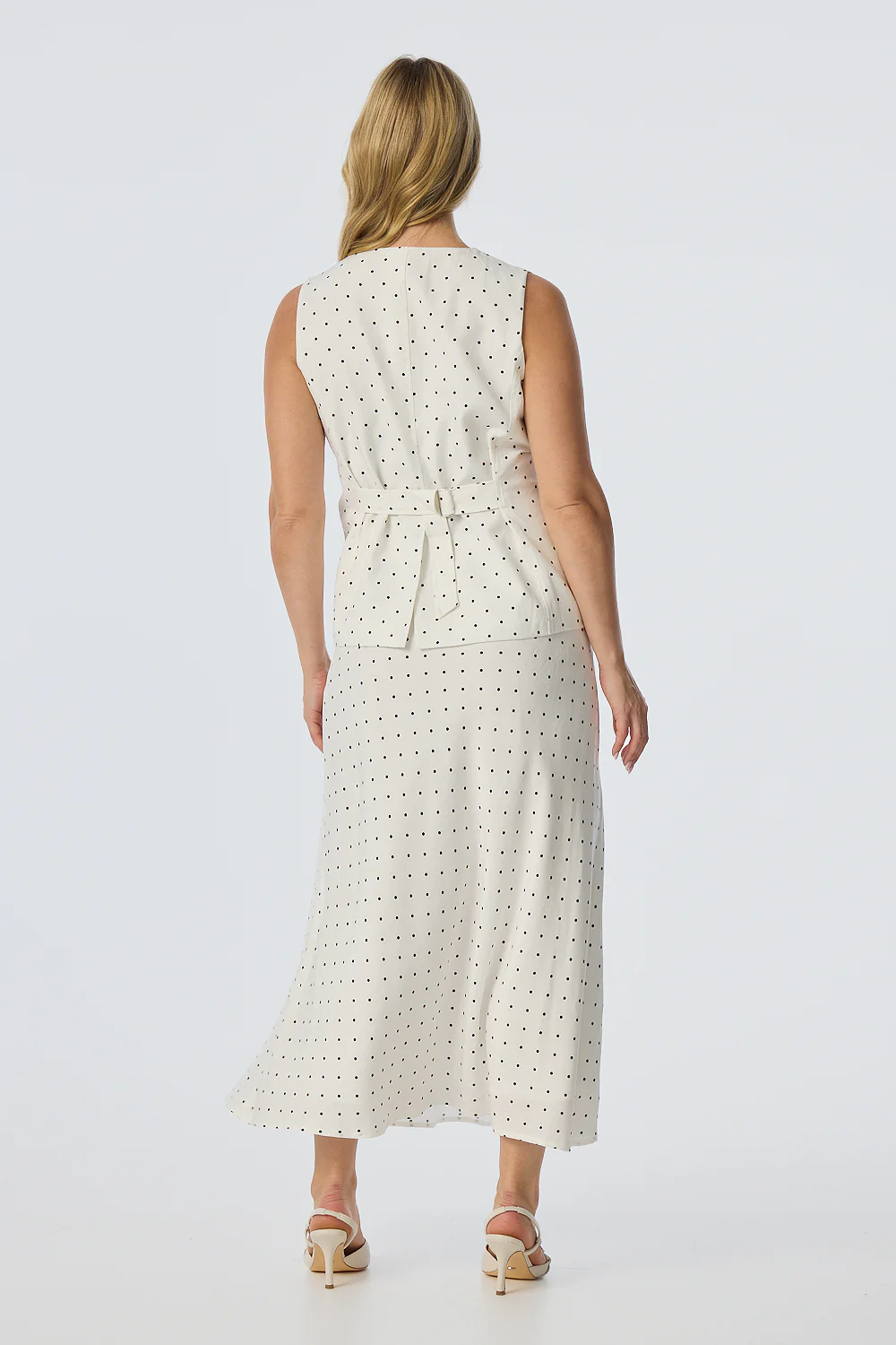 Slip Midi Skirt - White/Black Spot - Image 4