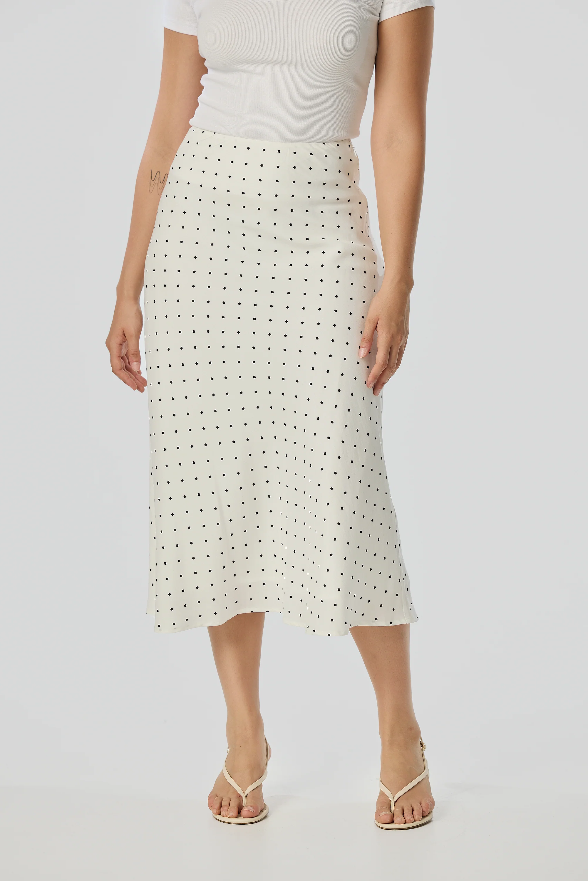 Slip Midi Skirt - White/Black Spot - Image 6