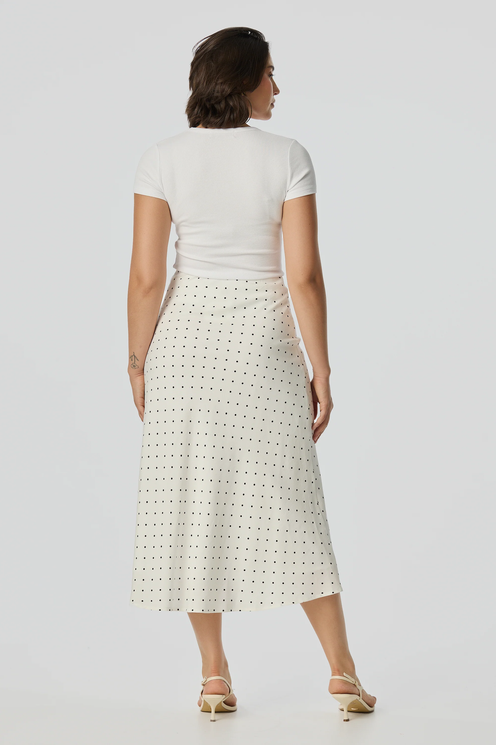 Slip Midi Skirt - White/Black Spot - Image 8