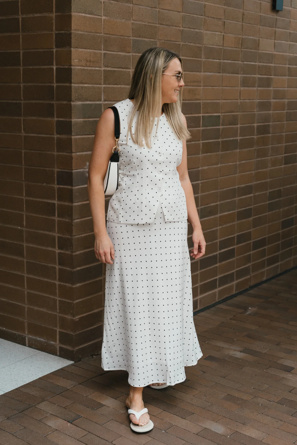 Slip Midi Skirt - White/Black Spot - Image 9