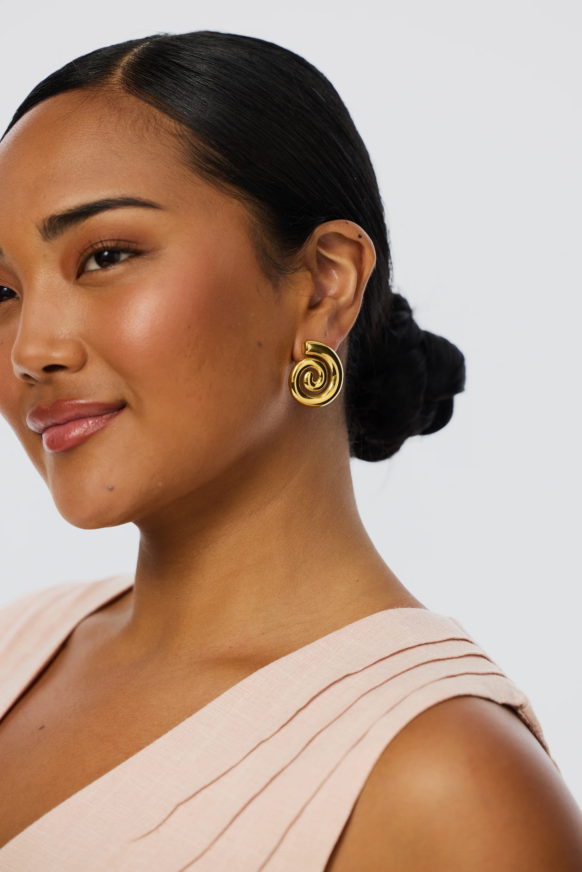 Swirl Statement Earrings - Gold - Image 2
