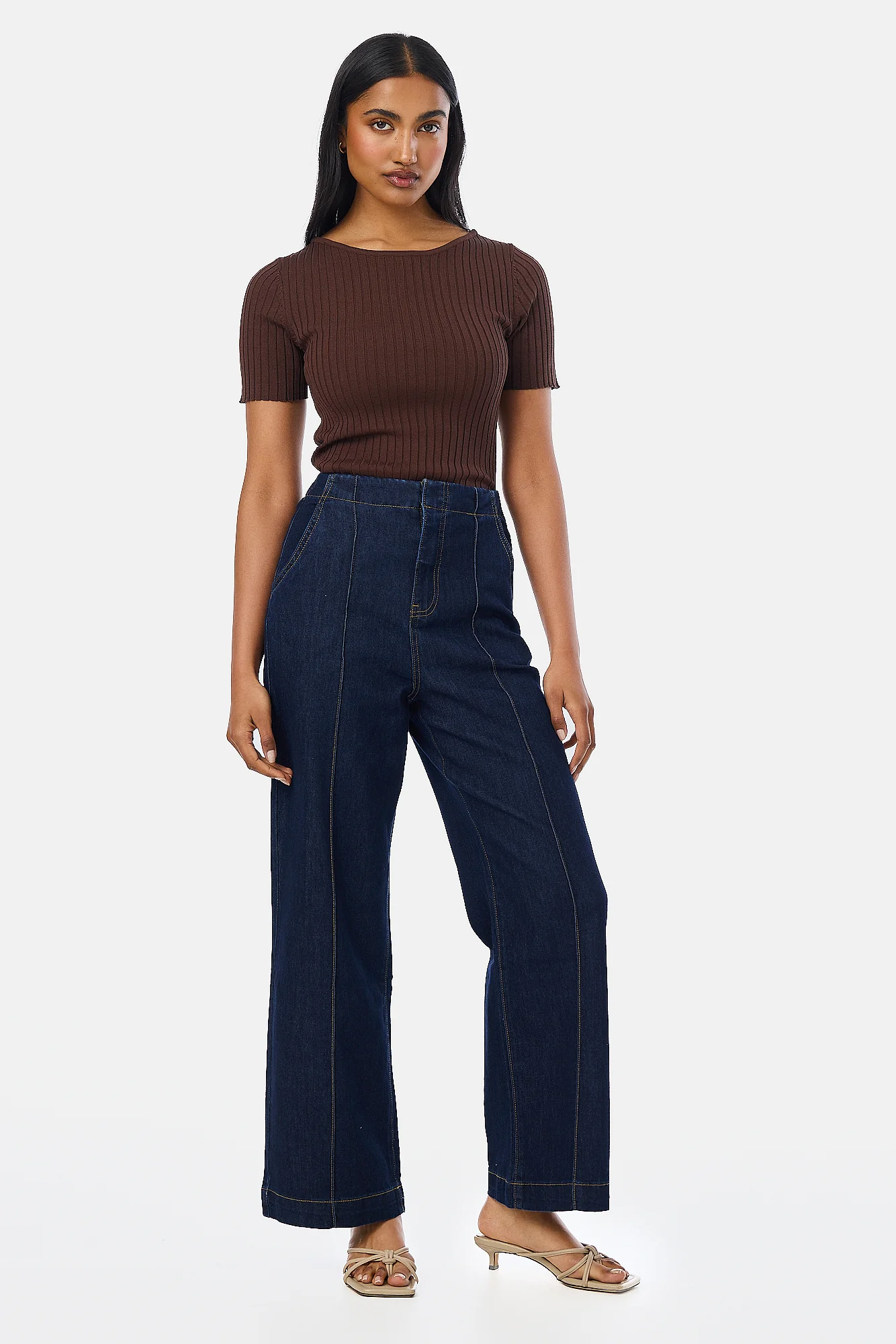 Tailored Pintuck Jeans - Indigo - Image 3