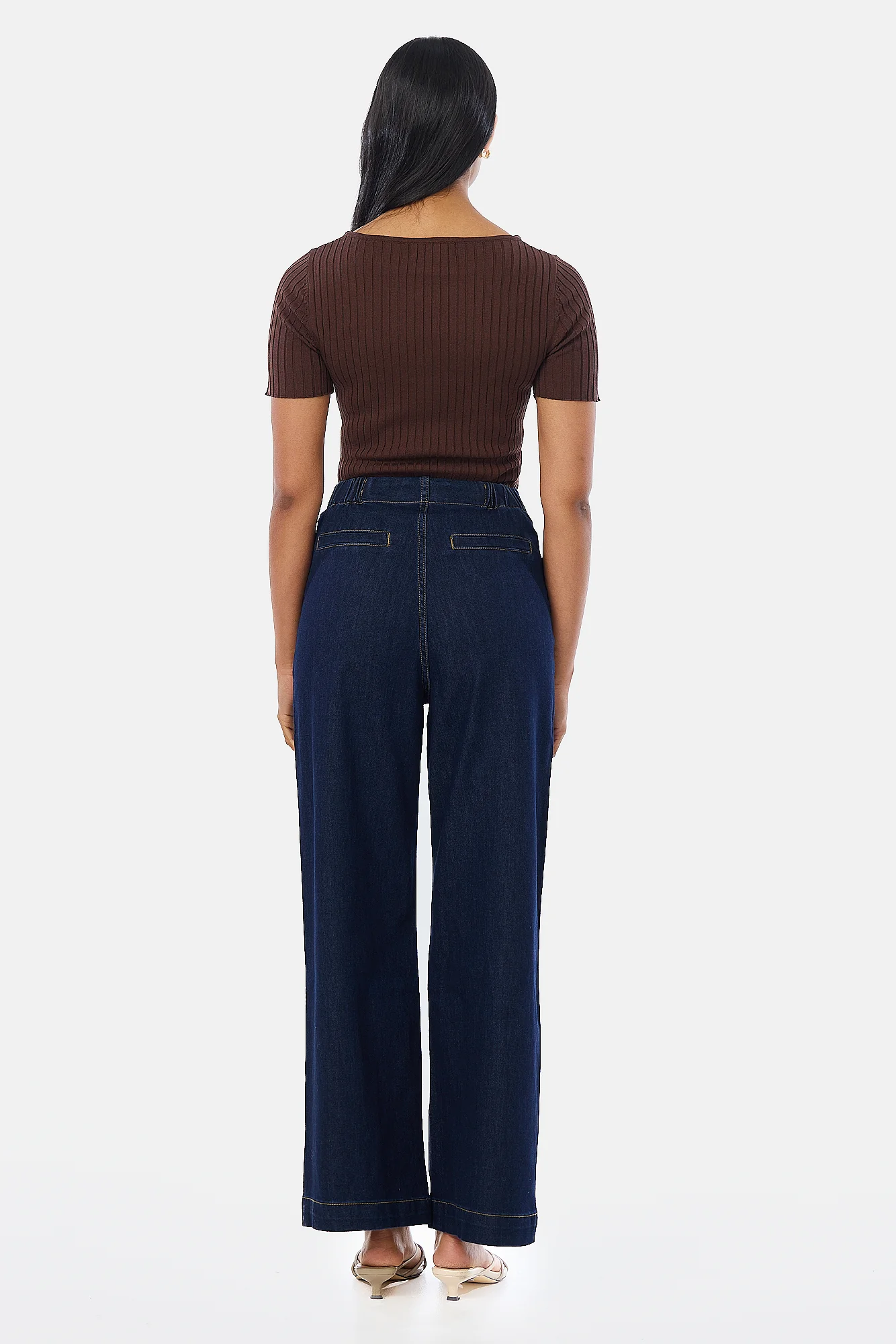 Tailored Pintuck Jeans - Indigo - Image 5