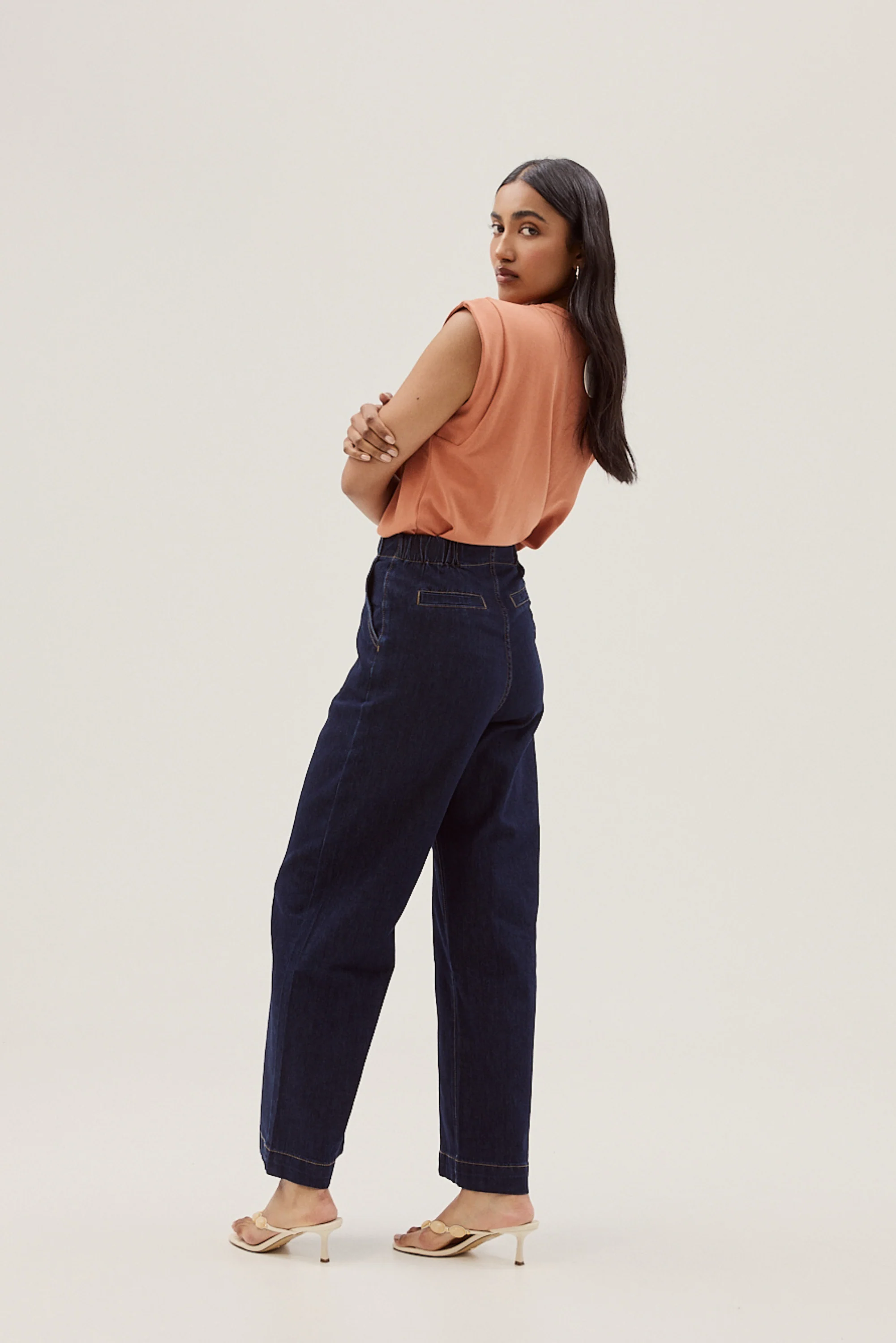Tailored Pintuck Jeans - Indigo - Image 7