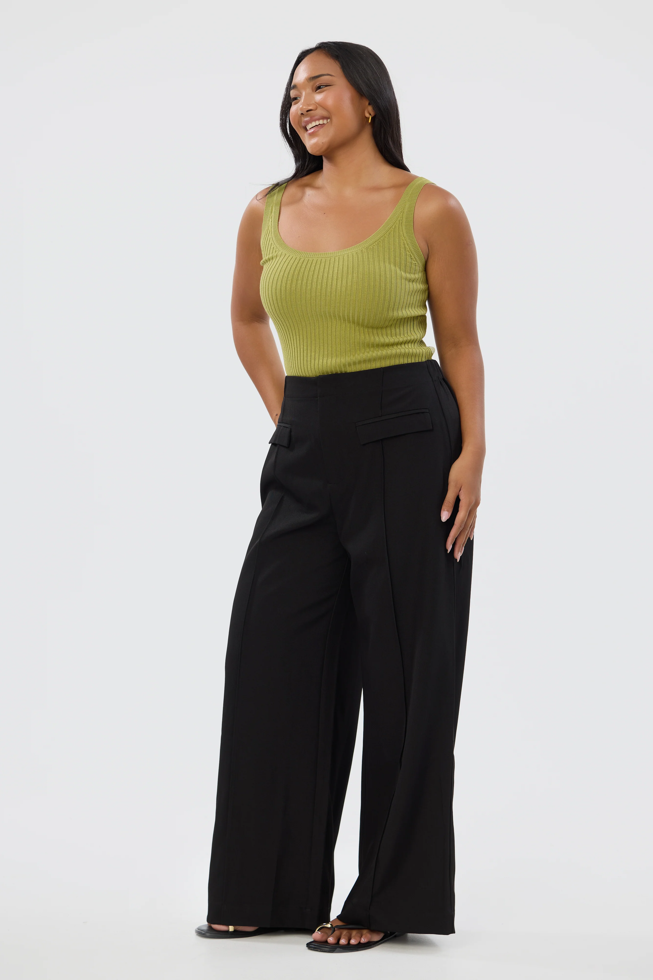 Tailored Pocket Pants - Black - Image 3