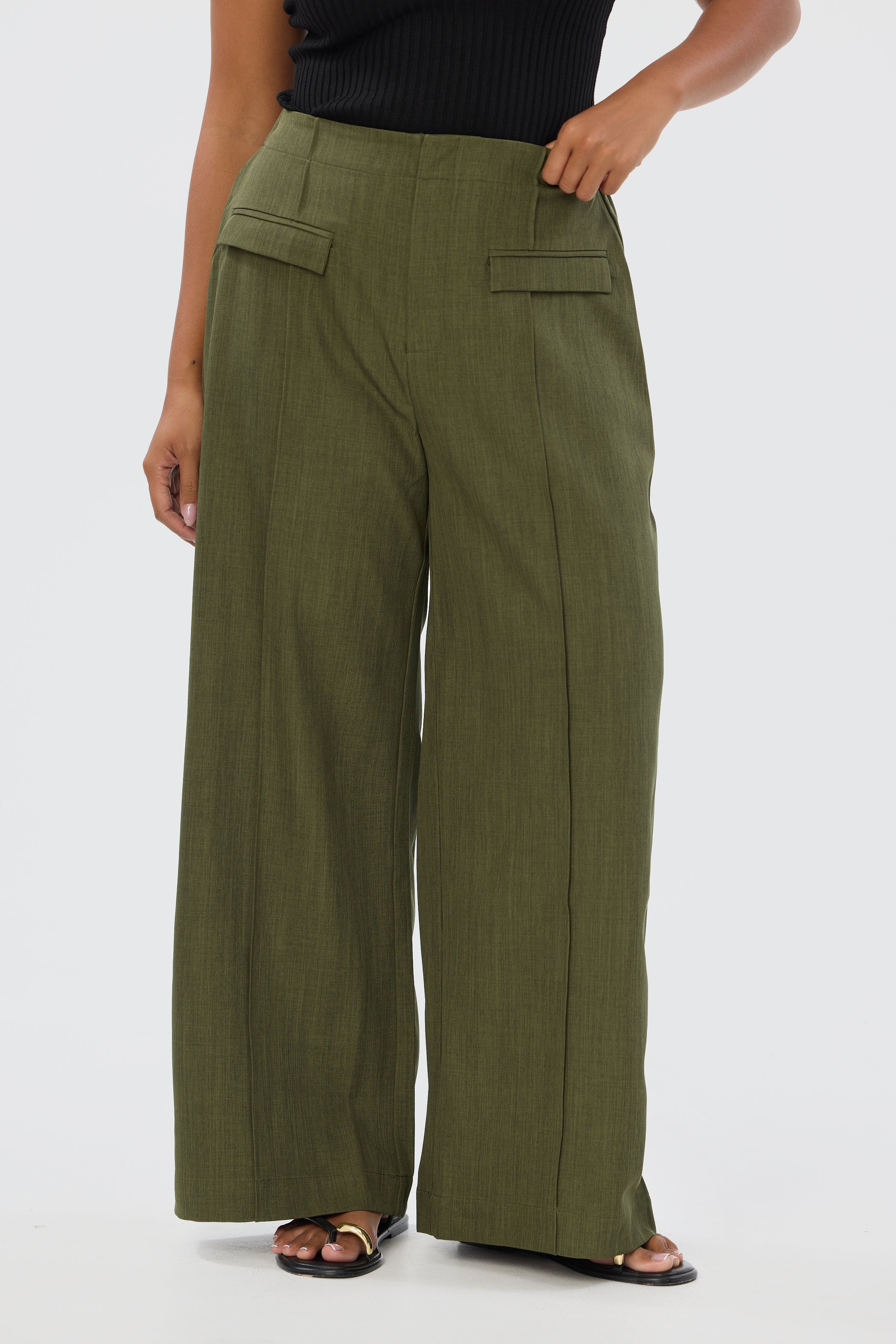 Tailored Pocket Pants - Khaki - Image 3