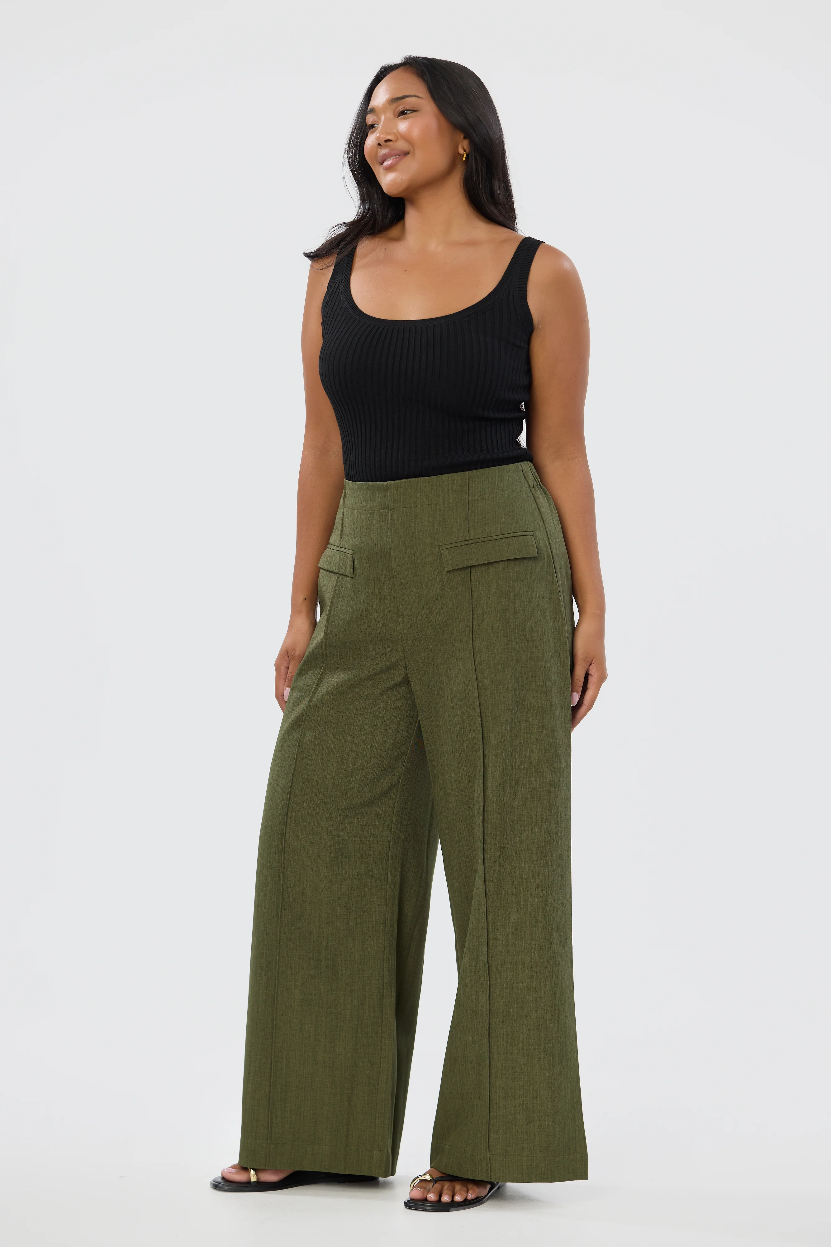 Tailored Pocket Pants - Khaki - Image 4