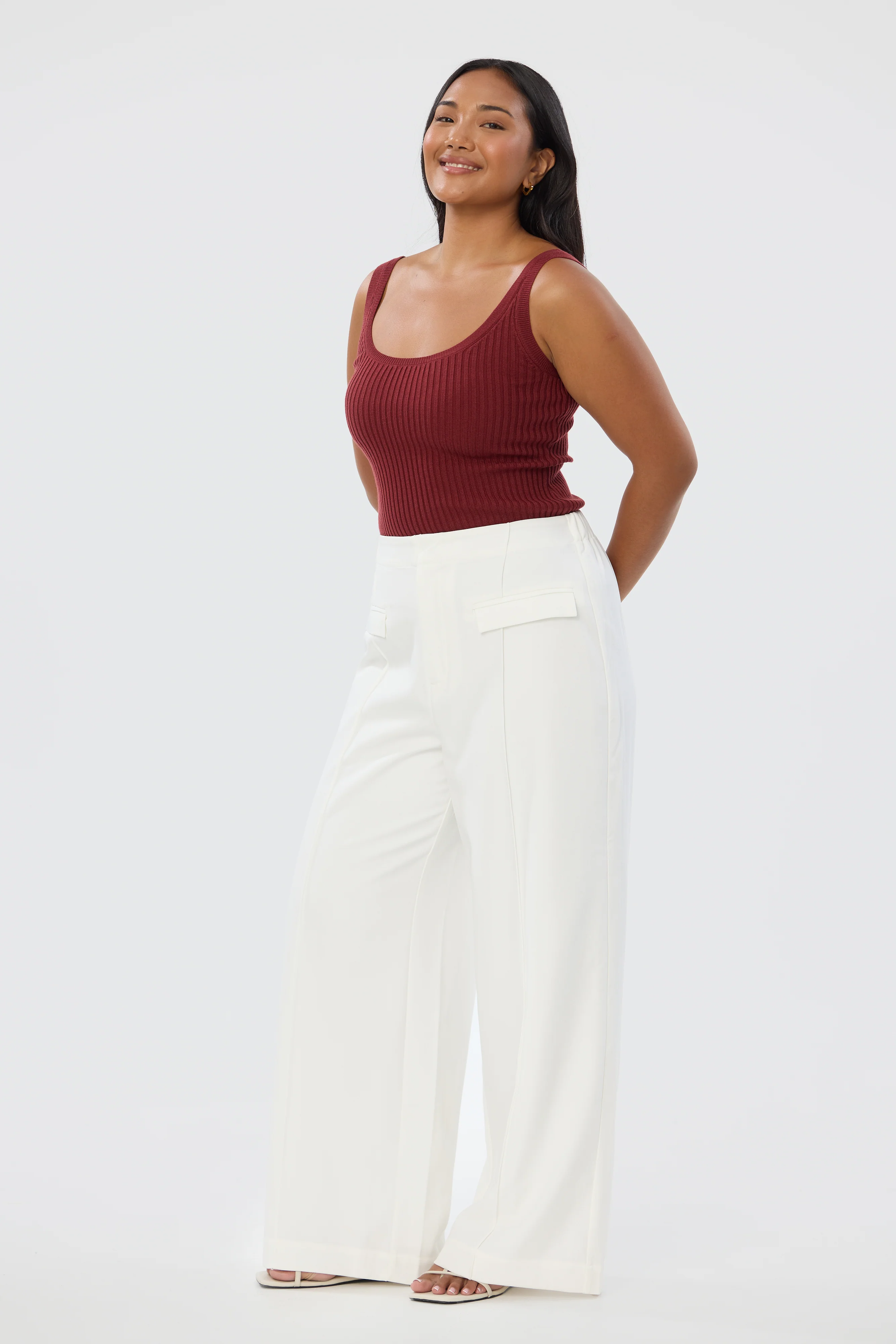 Tailored Pocket Pants - White - Image 3