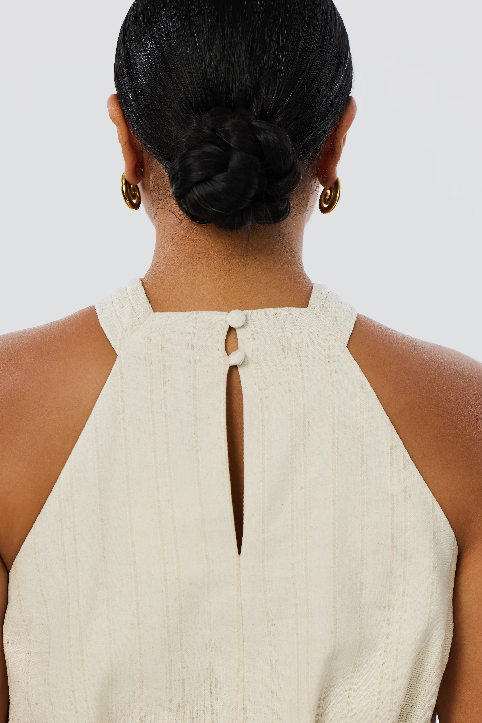 Twist Neck Halter Top - Oatmeal Stripe - Image 9