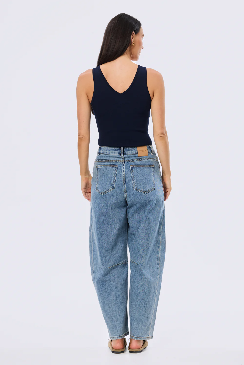 V-Neck Knit Tank - Navy - Image 4