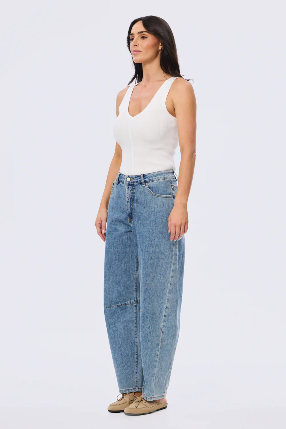 V-Neck Knit Tank - White - Image 3