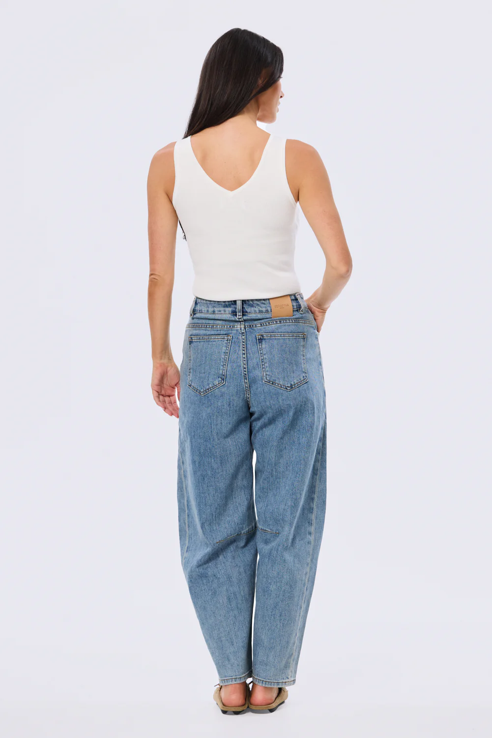 V-Neck Knit Tank - White - Image 4