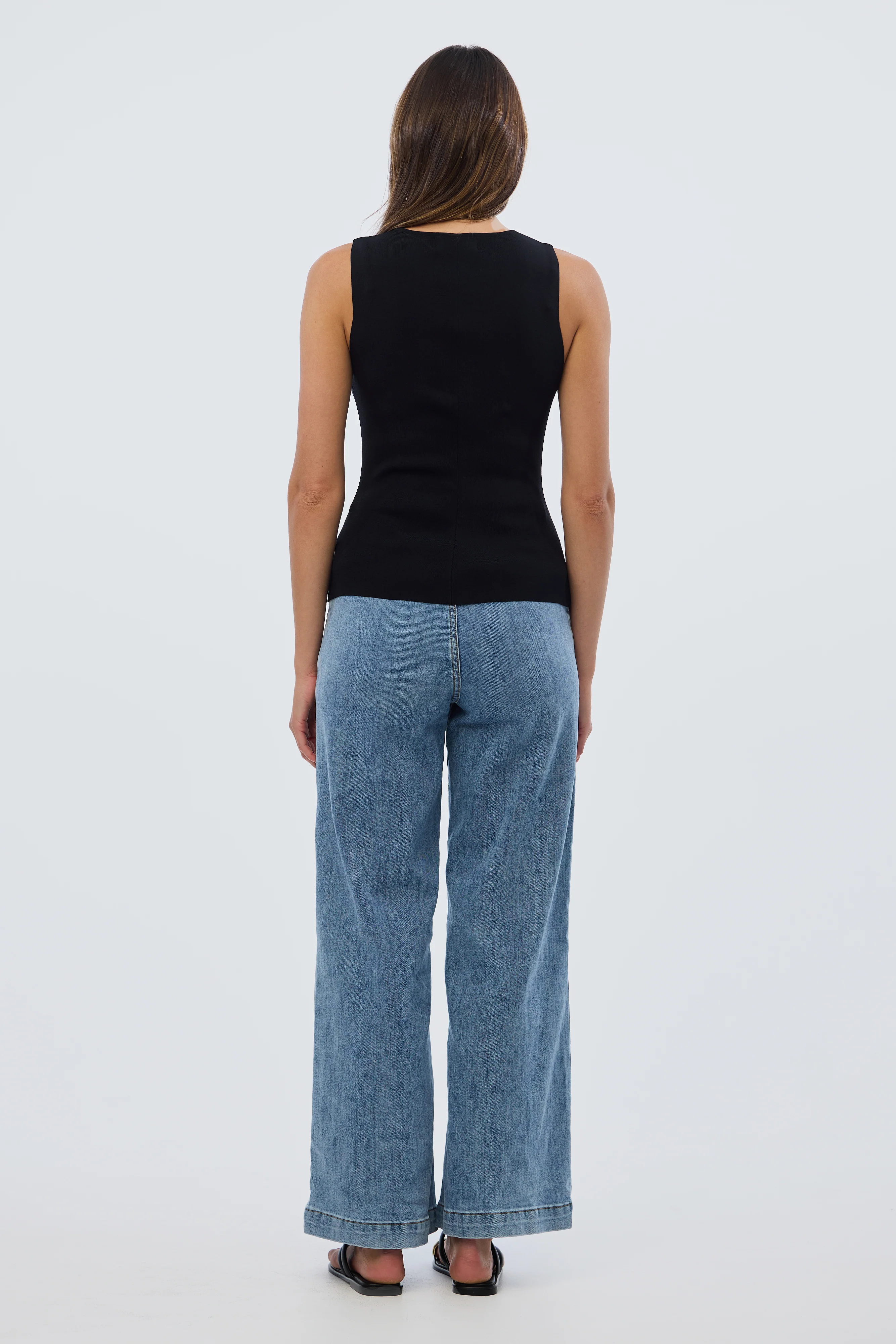 V Neck Knit Vest - Black - Image 6