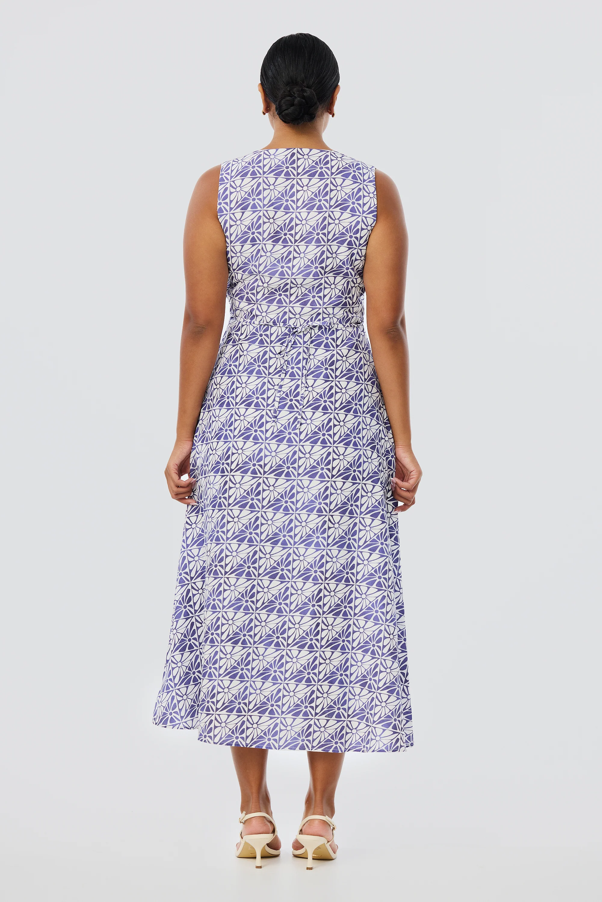 V-Neck Slip Dress - Blue Mosaic - Image 7