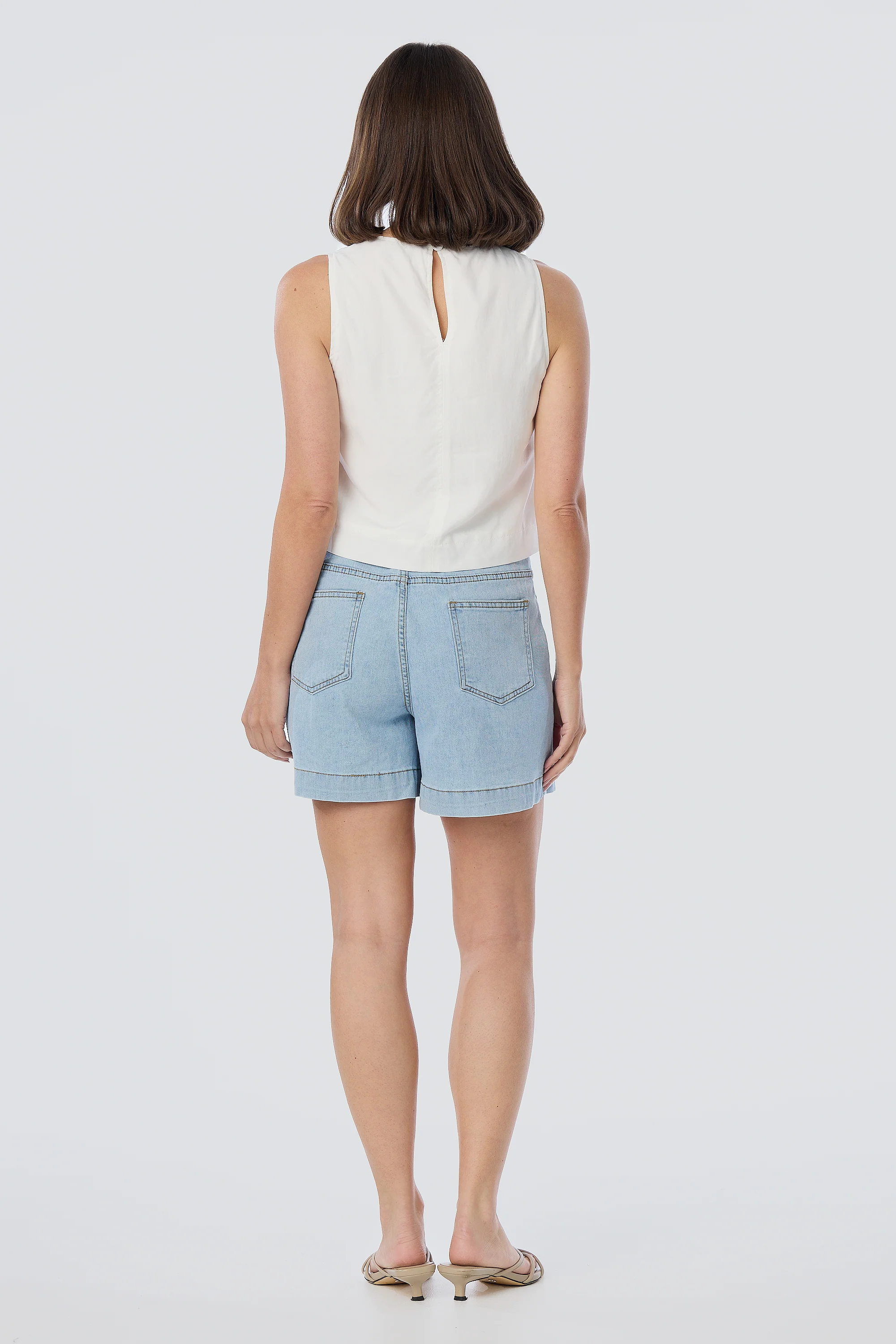 V Neck Topstitched Tank - White - Image 5