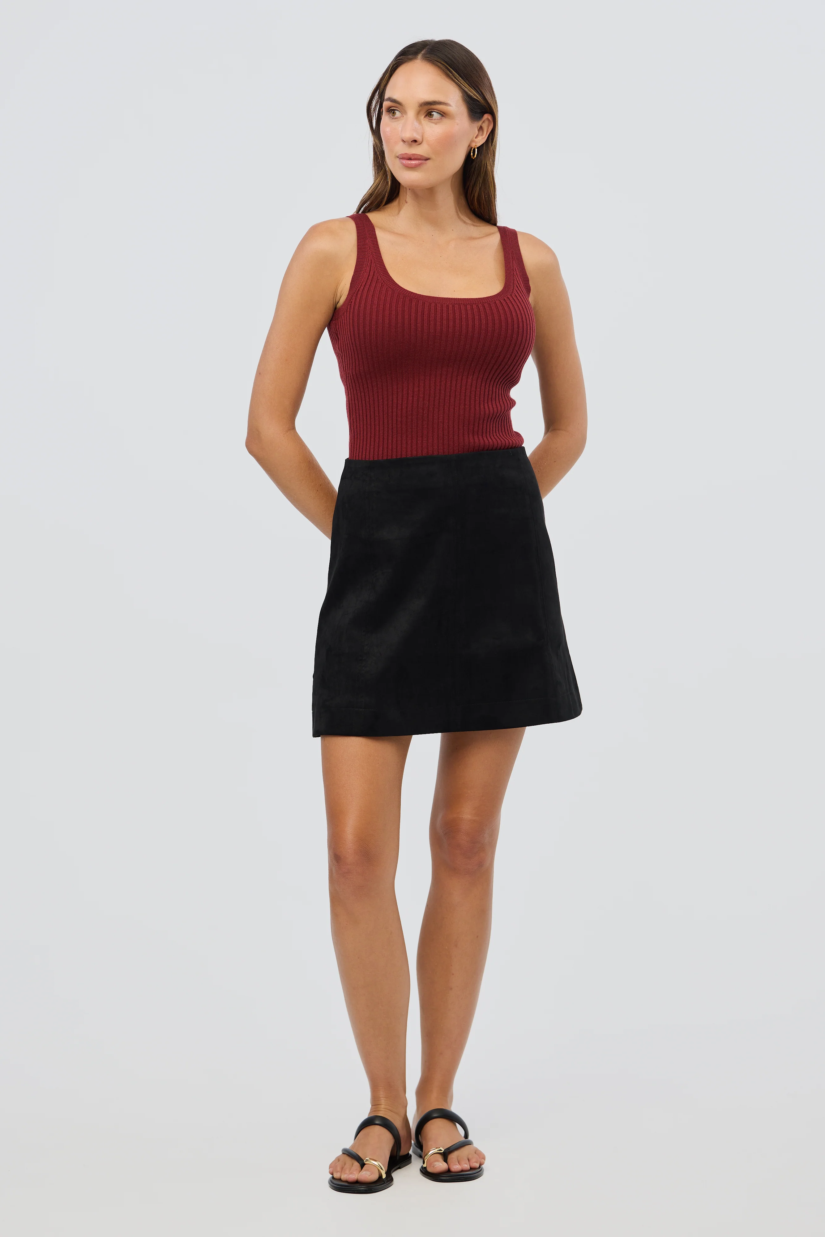Vegan Suede Mini Skirt - Black