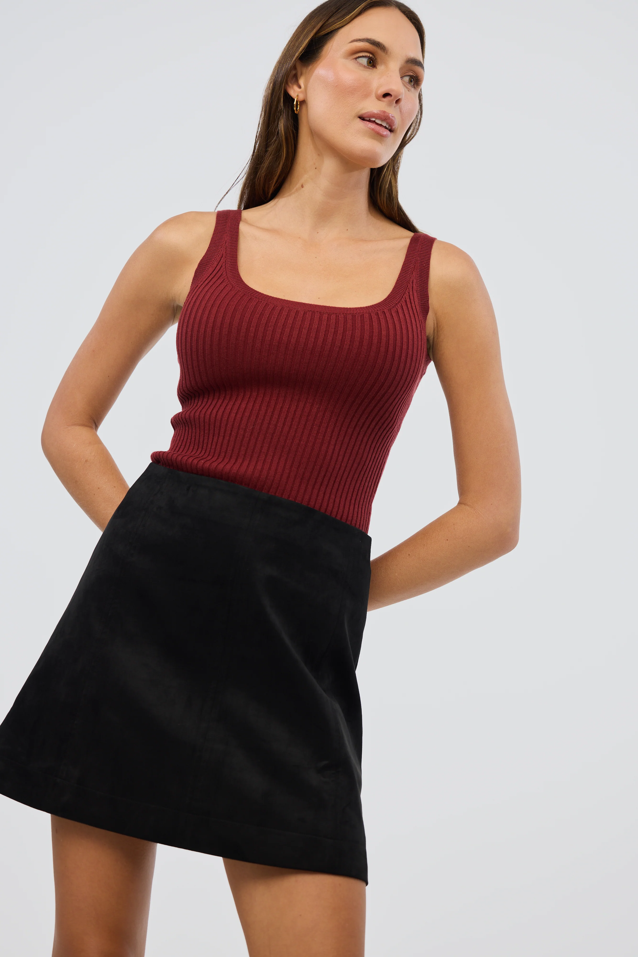 Vegan Suede Mini Skirt - Black - Image 7