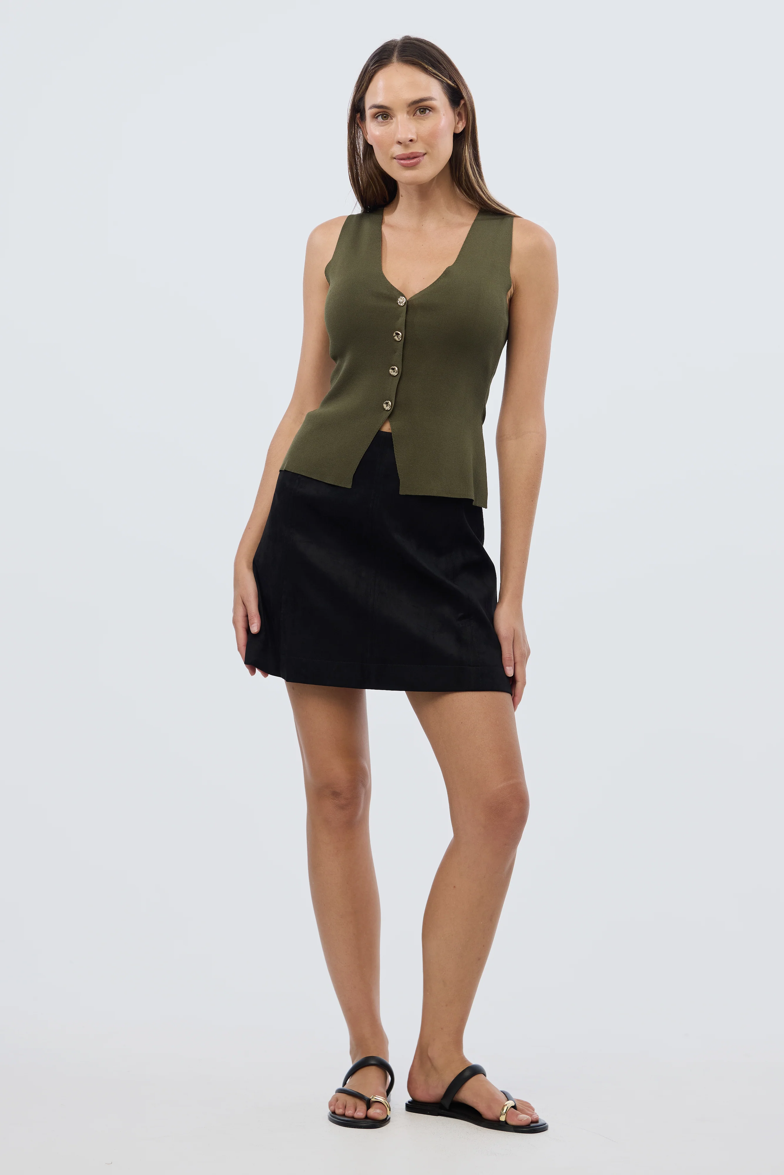 Vegan Suede Mini Skirt - Black - Image 8